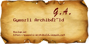 Gyeszli Archibáld névjegykártya